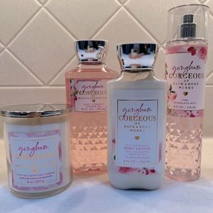Bath and body works gingham gorgeous shower gel, lotion, body spray and candle